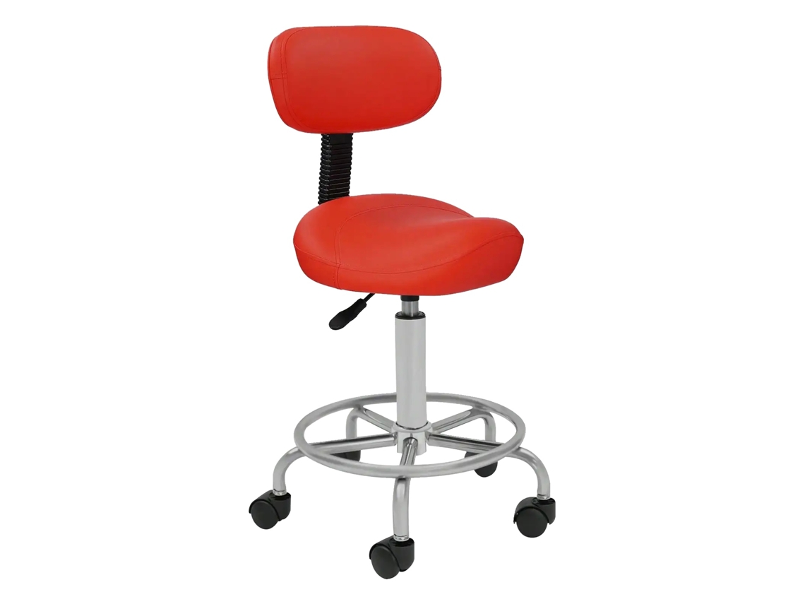 Taburete ergonómico, altura ajustable, silla con ruedas, rojo OEM