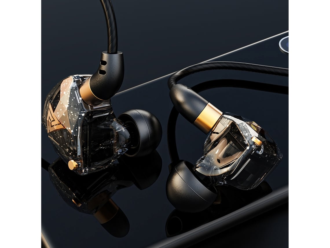 Fone De Ouvido Qkz Sk8 Fio 3.5mm Com Microfone Controle In-line Ajuste De Ouvido Ear Hook Esportivo Dinâmico