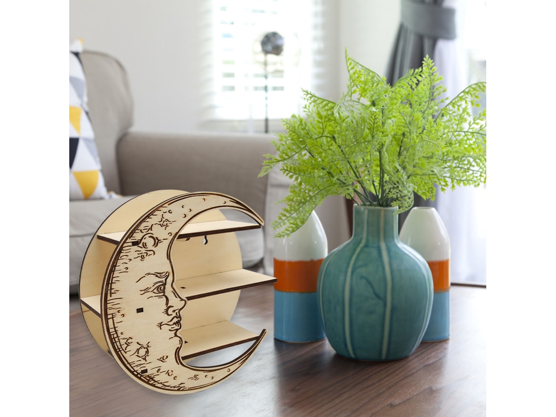 Estante Expositor De Cristal, Estilo Cara De Luna, 3 Niveles, Mesa De Madera Duradera
