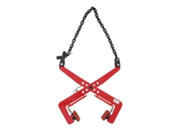 Garra elevadora, alta capacidad de carga, diseño de tijera, color rojo.
