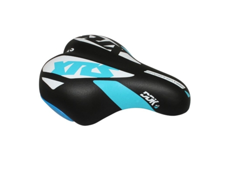 Sillín deco azul-blanco con raíl de acero negro para niños DDK XRS