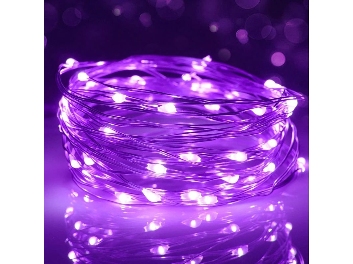 Guirnalda De Luces Led De 3 M, 30 Led, Funciona Con Pilas, Resistente Al Agua, Para Interiores, Exteriores, Jardín, Fiestas, Bodas Y Navidad (morado).