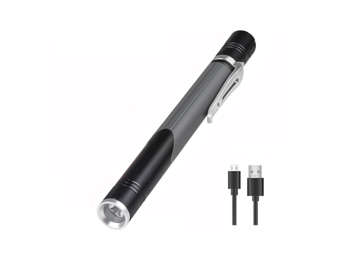 Mini bolígrafo de iluminación para el hogar Xpgled con clip, tres fuentes de luz (gris)