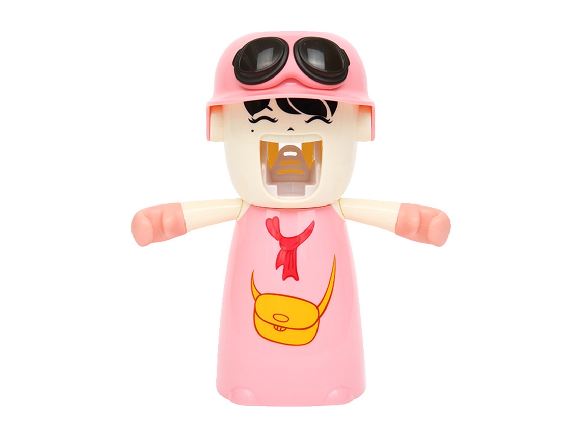 VVJIJILLY Suporte Infantil Com Copo E Doseador Automático De Pasta De Dentes Em Forma De Desenho Animado Rosa