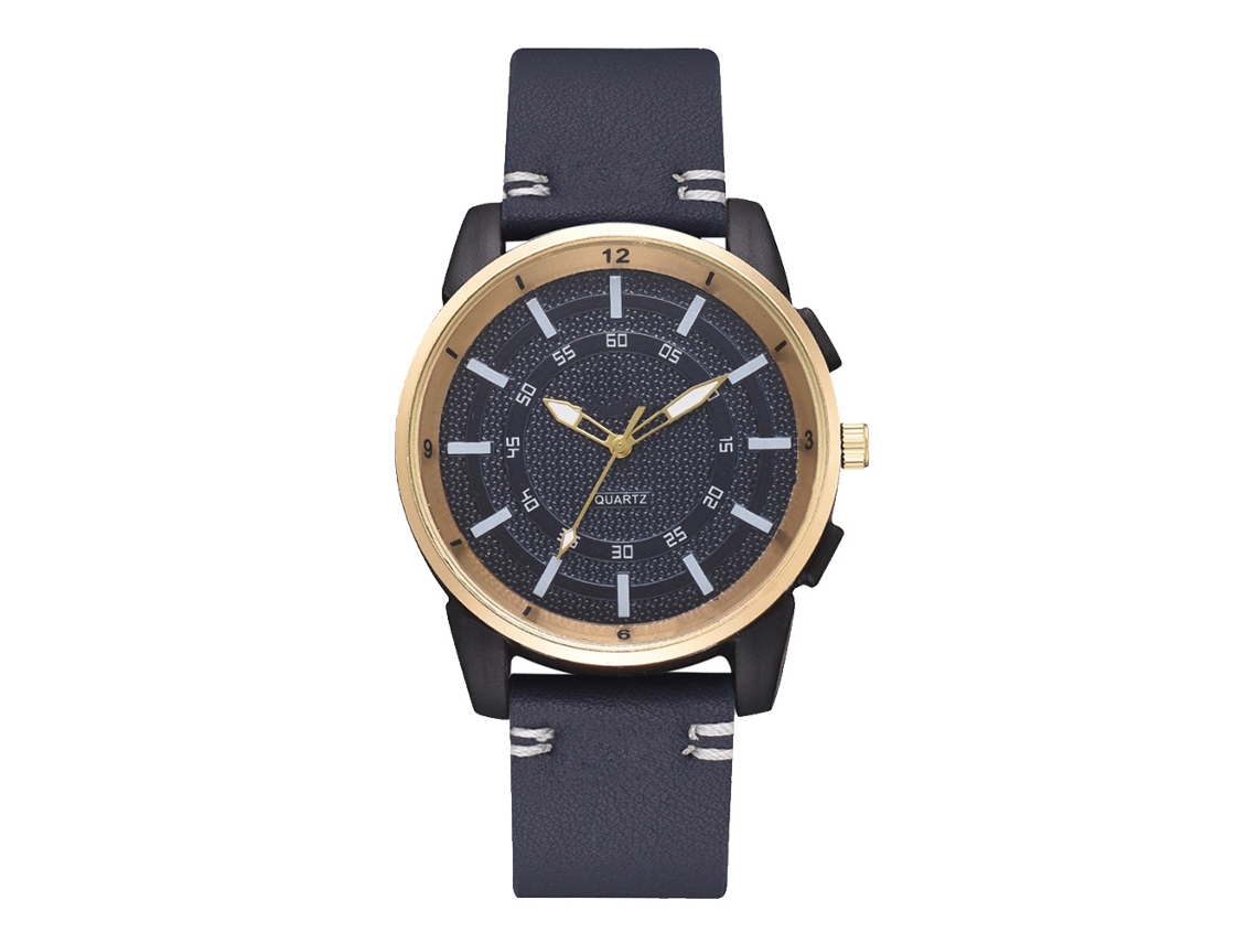 Reloj Analógico De Cuarzo De Cuero Sintético Para Hombre, Estilo Informal, Color Azul