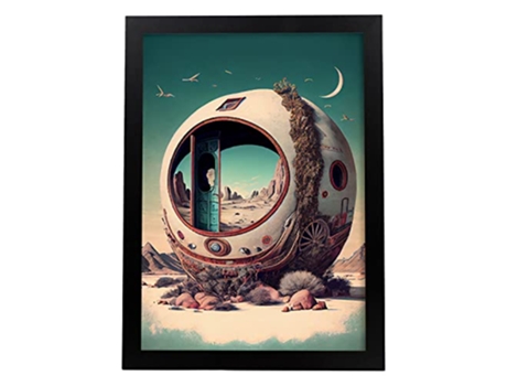 NACNIC Poster Cápsula Acogedora En Estilo Surrealismo Cinematográfico Ilustraciones Y Grabados De Historieta Abstracta Y Artística A3 Marcos Negros