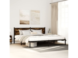 Estructura De Cama Sin Colchón Metal Roble Ahumado 200x200 Cm