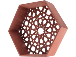 Estante De Pared Flotante Hexagonal Pequeño De Madera Natural Para Exhibición Decorativa En La Sala De Estar Y
