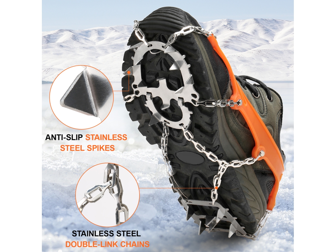 2026-cleats De Tracción Con 18 Picos Antideslizantes Para Invierno Senderismo Montañismo Con Funda De Almacenamiento