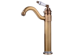 Mezclador de lavabo alto de latón, mezclador de caño alto giratorio de 360°, mezclador de agua caliente y fría ajustable