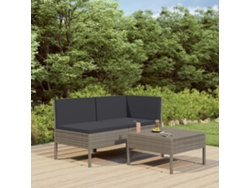 Conjunto de muebles de jardín con cojines, mimbre gris PE, Dkd Home Decor