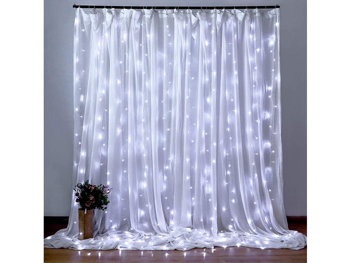 Guirnalda de luces LED con forma de lágrima, 8 modos. MDUG (blanca, 3x2 m)