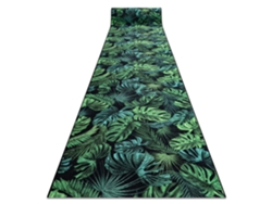 Alfombra de Pasillo con Refuerzo de Goma Monstera Hojas, Verde 80 cm