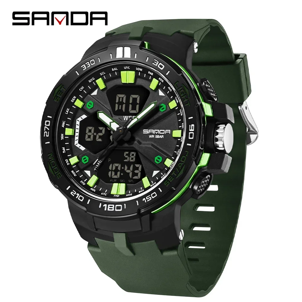 Reloj Electrónico Led Multifuncional E Impermeable (verde) Para Estudiantes