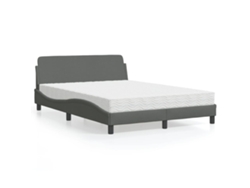 Cama Con Colchón Tela Gris Oscuro 140x200 Cm