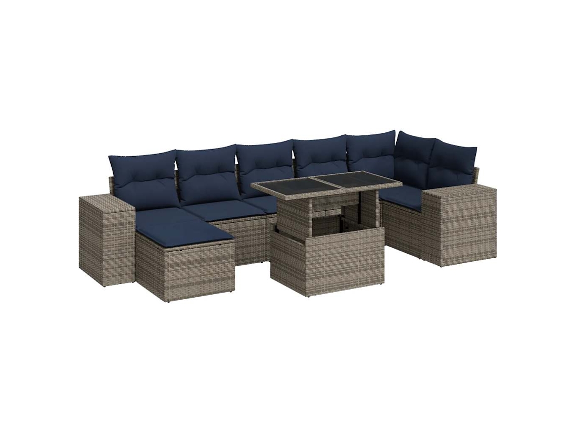 Maison Exclusive - Set Sofás Jardín Y Cojines 8 Pzas Ratán Sintético Acacia Gris