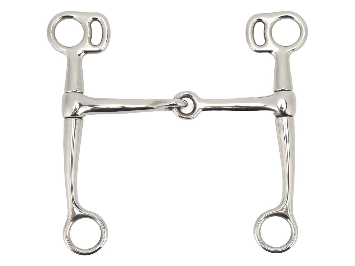 Bocado De Entrenamiento Para Caballos De Acero Inoxidable De 125 Mm Con Protectores Laterales Giratorios.