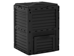 Compostador Jardín Plástico 300l Tapa Presión Contenedor Compostaje Negro
