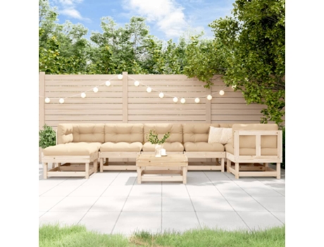 Conjunto 8 de muebles de jardín VIDAXL y cojines madera maciza