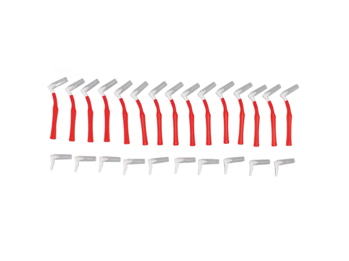 25 cepillos interdentales en forma de L para limpieza dental, cepillos de dientes blanqueadores, ortodoncia roja