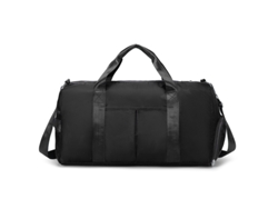 (Negro) Bolsa de viaje, bandolera para gimnasio, compartimentos para artículos secos y mojados