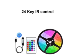Tira de LED, luz ambiental decorativa USB de 5 V, 12 LED con control remoto infrarrojo de 24 teclas para TV, ordenador, escritorio Gertiz (20 m)