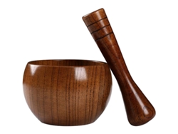 Mortero y maja de madera de olivo, estilo retro, fácil de limpiar. (Sin marca)