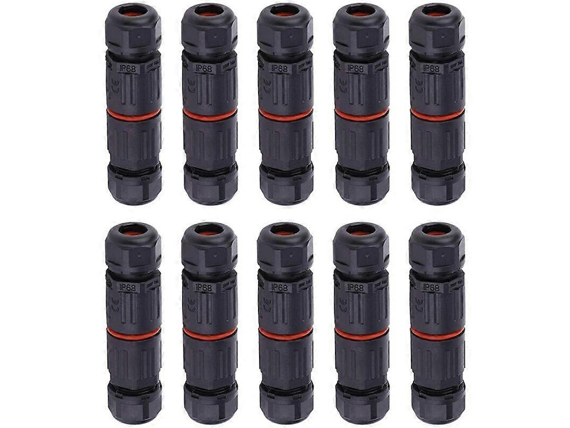 Cable eléctrico impermeable. Conector IP68 de 10 piezas para conector de 3 pines, para caja de conexiones exterior.
