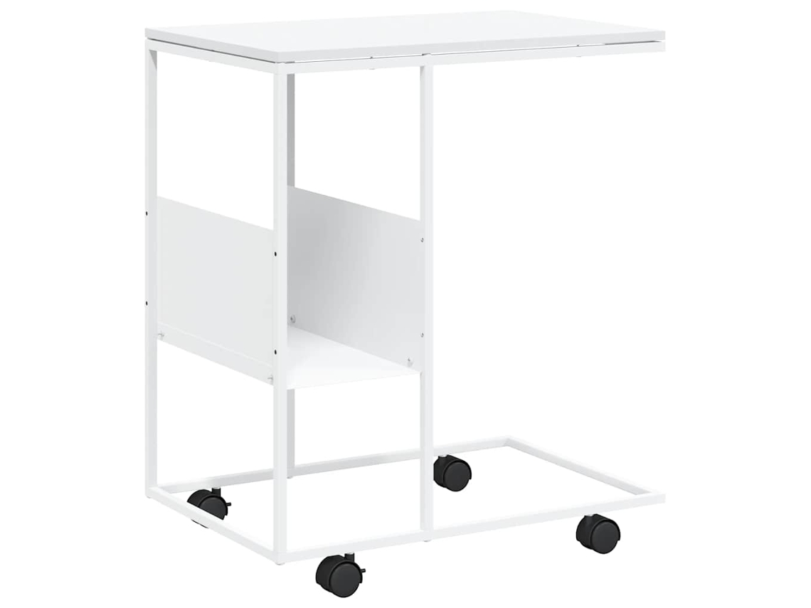Mesa auxiliar con ruedas, derivados de madera blanca, MAISON EXCLUSIVE, 55x36x63,5 cm