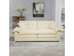 Sofá Chenille De 2 Plazas, Doble Capa, Espuma Viscoelástica Y Muelles Ensacados, Asiento Profundo Para Salón Pequeño, 214x89x93 Cm, Beige