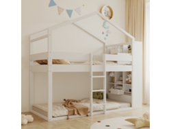 Litera De Pino De 90x200 Cm Con Espacio De Almacenamiento Para Cama Infantil, Blanca En747