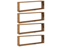 Maison Exclusive - Estantes Cubo De Pared 4 Uds Madera Envejecida 100x15x30 Cm