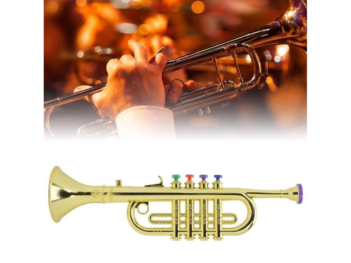 Junluck Kid Trompeta Gold Coated Abs Child Trompeta Ninos Preescolar Musica Juguete Regalos Instrumento de viento Instrumento Worten.es