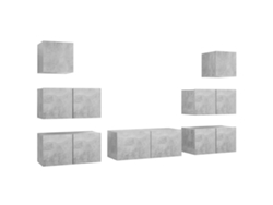 Maison Exclusive - Set Muebles De Salón Tv 7 Pzas Madera Ingeniería Gris Hormigón