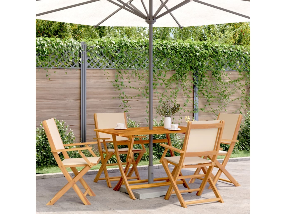 Juego de comedor de jardín de 5 piezas en madera maciza beige DKD Home Decor