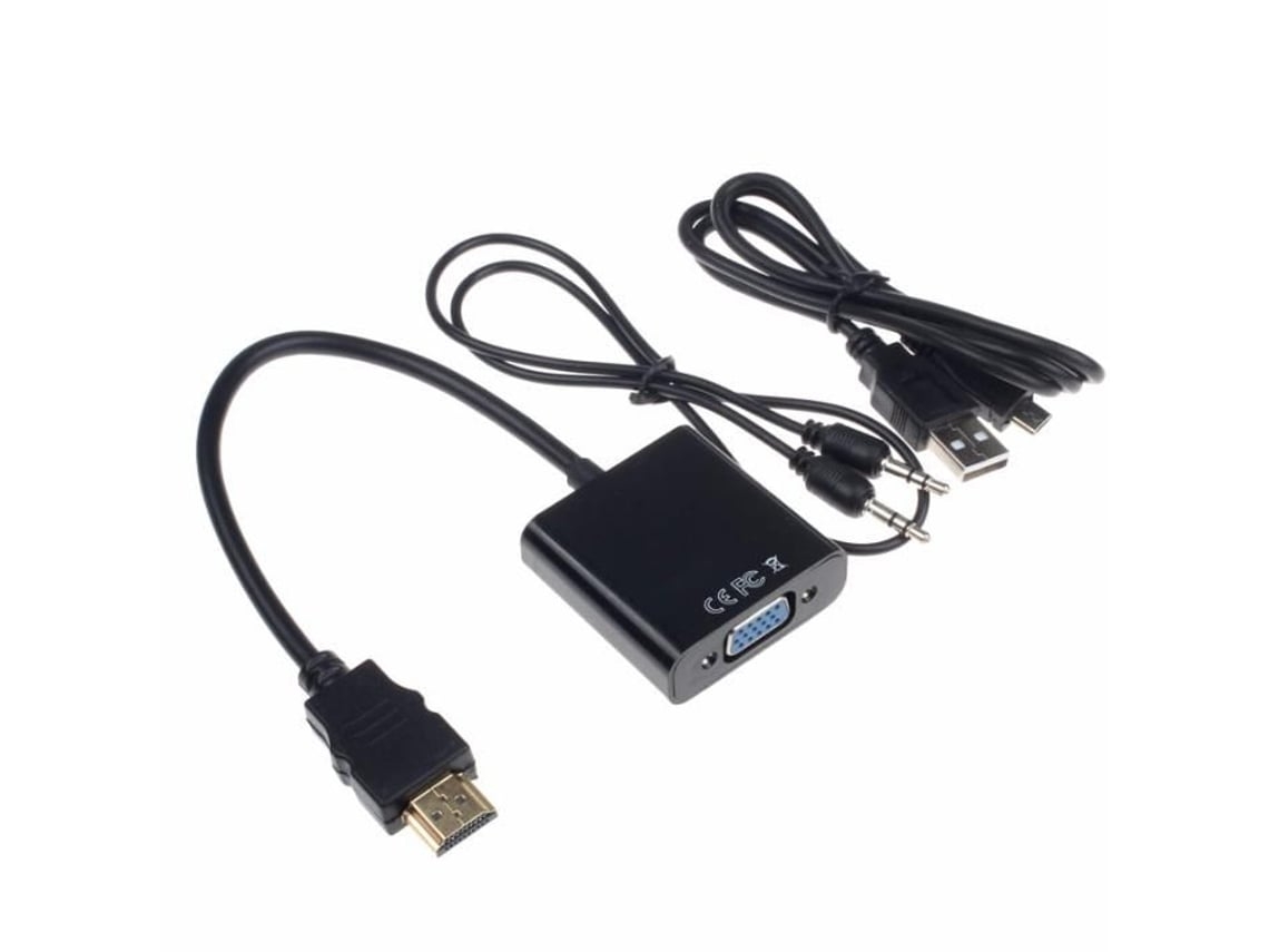 Adaptador Hdmi A Vga Con Cable De Audio, Negro, Para Tvs Y Proyectores.