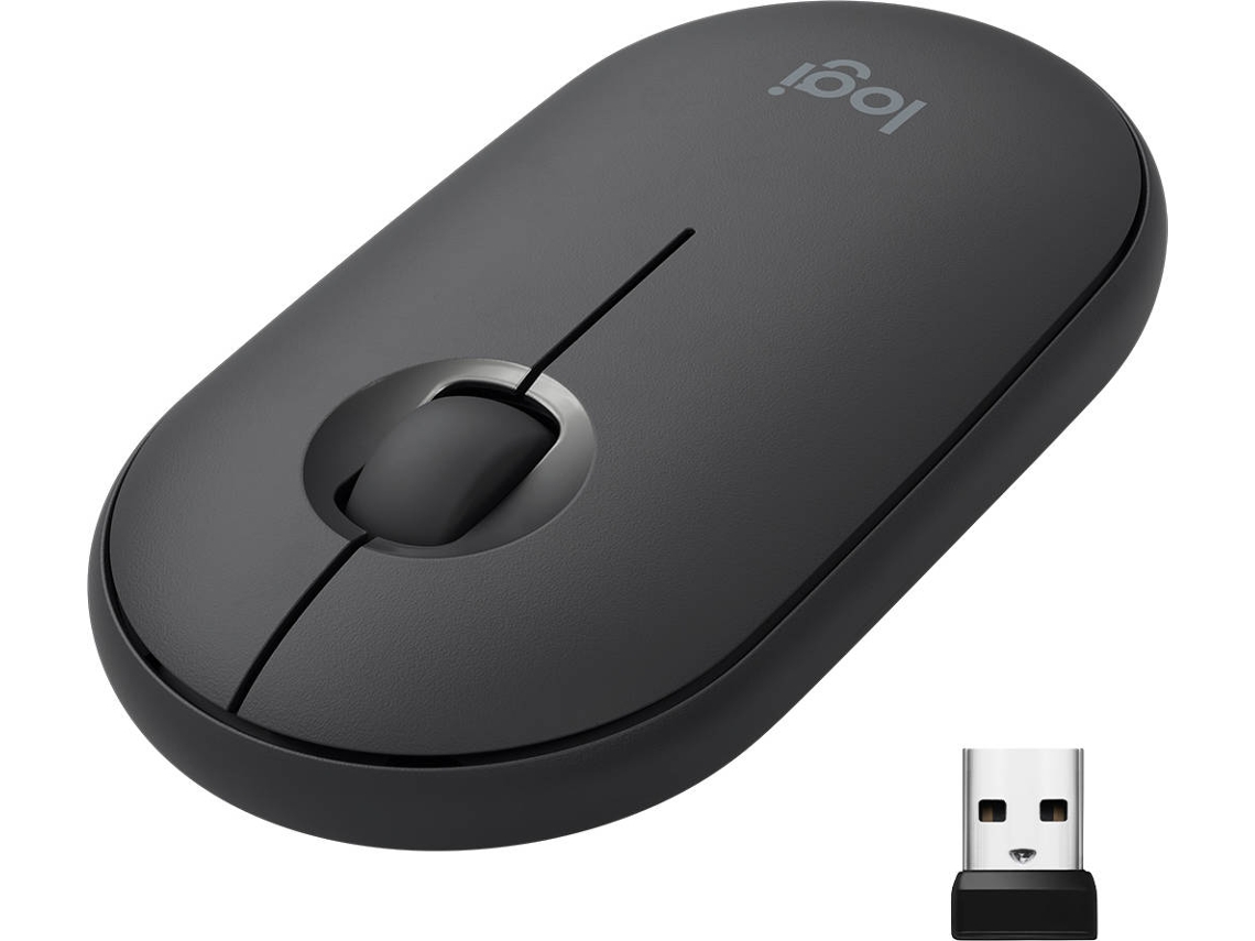 Ratón LOGITECH M350 Pebble (Bluetooth - Regular - 1000 dpi - Negro)