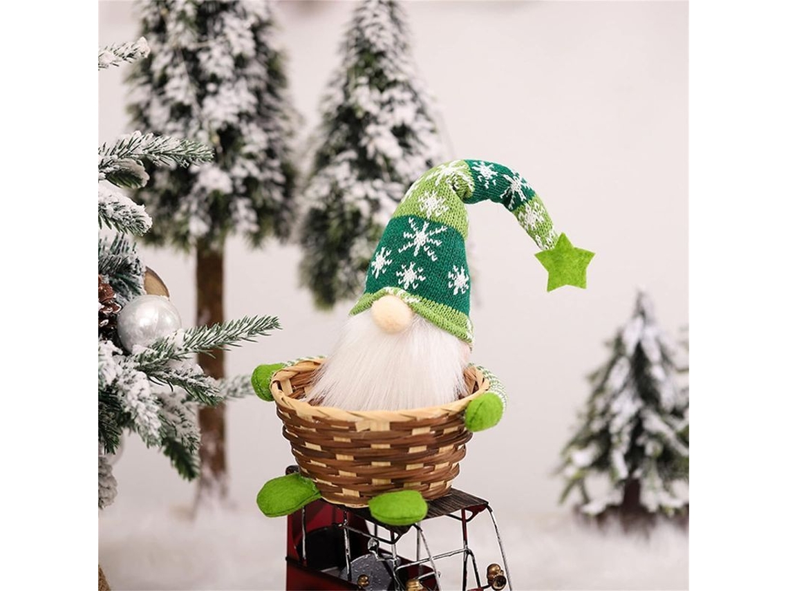 Cesta De Dulces Navideña Con Muñeco Elfo Rudolph Sin Rostro Almacenamiento Decoración Navidad