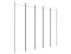 Biombo divisor de ambientes, 5 paneles, 250 x 200 cm, tela blanca y planchado, Dec030947