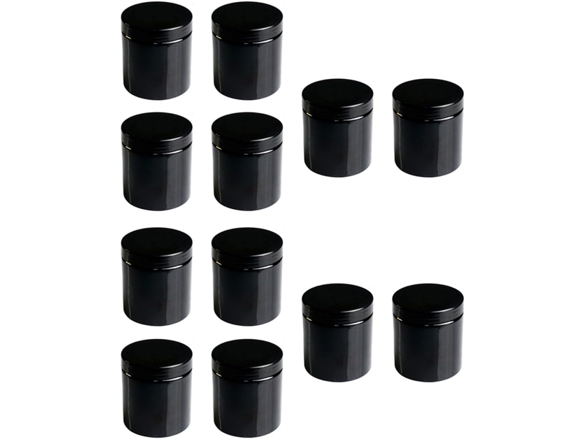 Lot De 12 Pots Cosmétiques En Pet 500 Ml Negro Large Ouverture 89 Dents Conteneurs Maquillaje