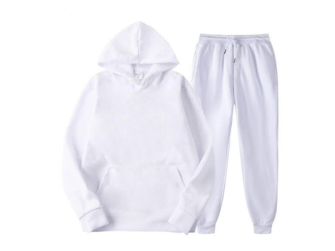 2026-conjunto De Sudadera Con Capucha Para Hombre Casual De Color Sólido Manga Larga Chk Xl Blanco