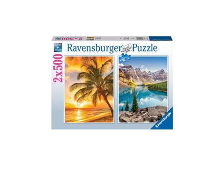 Quebra-Cabeça de 2X500 Peças Praia e Montanhas RAVENSBURGER para Adultos e Adolescentes a Partir de 10 Anos