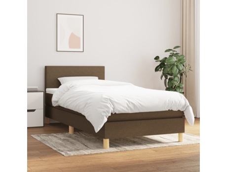 Cama con somier VIDAXL (Marrón - Tela - 203 x 90 x 88 cm)