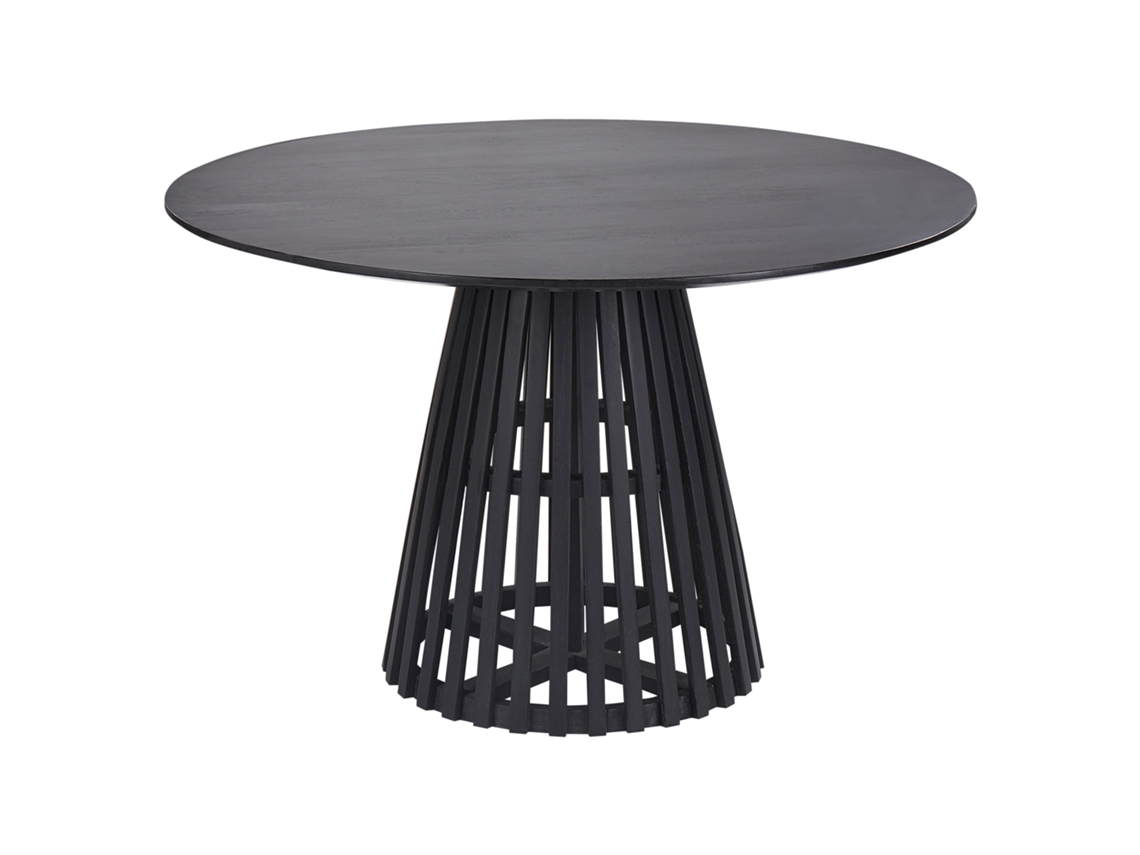 Mesa de comedor BELIANI Mesilla de Madera de acacia Negro 120x120x77