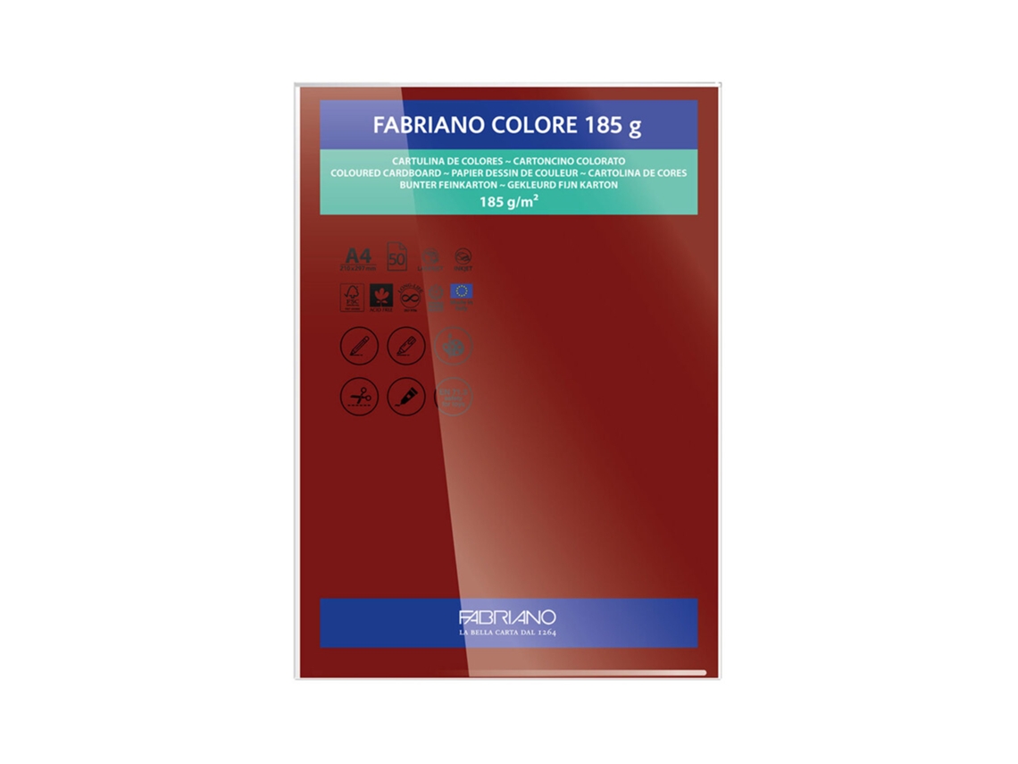FABRIANO Cartulina A4 185 g/m² Rojo Cereza 50 Hojas