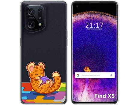 Carcasa para Oppo Find X5 5G TUMUNDOSMARTPHONE Dibujos Transparente Leopardo Multicolor