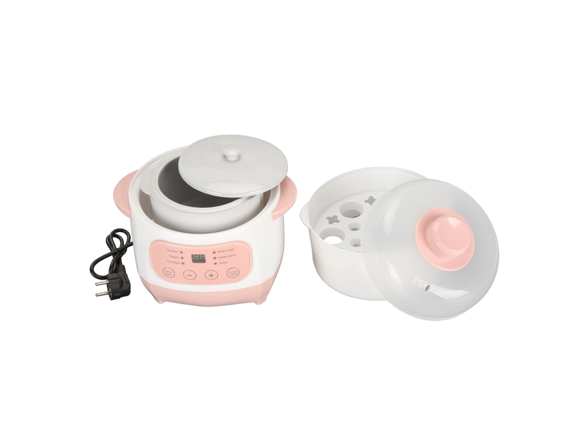 Olla Eléctrica De Cocción Lenta Inteligente Con Sistema Anti-quemado En Seco, 1 Litro, Cerámica, Enchufe Europeo 220v, Color Rosa.