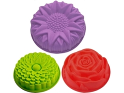 3 Moldes De Silicona Para Pasteles En Forma De Flor: Girasol, Crisantemo Y Rosa, Grandes, Reutilizables, Antiadherentes