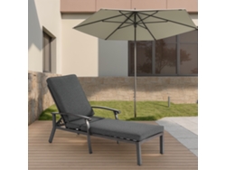 Silla de jardín con cojín de algodón, reclinable y regulable, fabricada en aluminio resistente a la corrosión, con cojín impermeable (1 unidad)