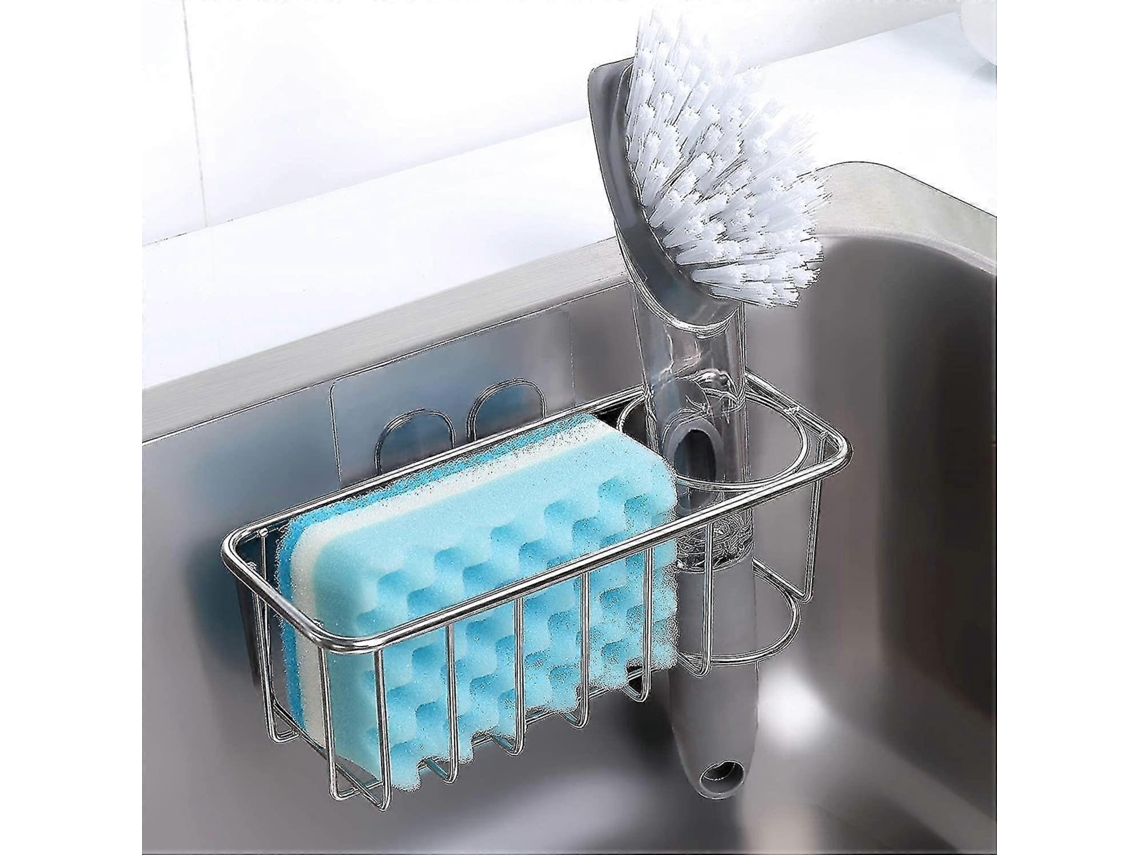 Portavasos Para Fregadero De Cocina, Portaesponjas 2 En 1 De Acero Inoxidable 304, Resistente A La Humedad, Instalación Sin Taladrar